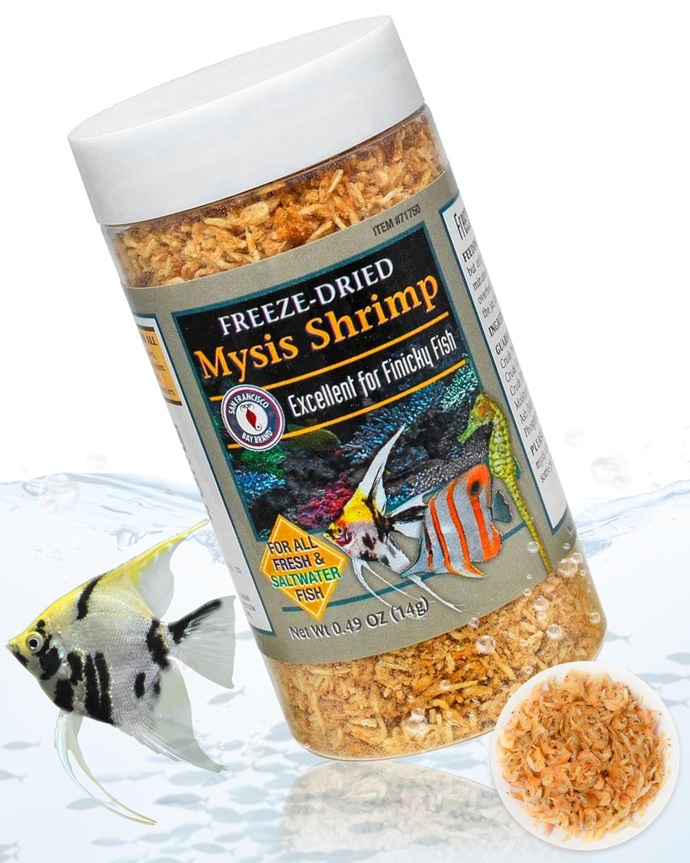 San Francisco Bay Brand mysis deshidratado en bote, alimento proteico para peces