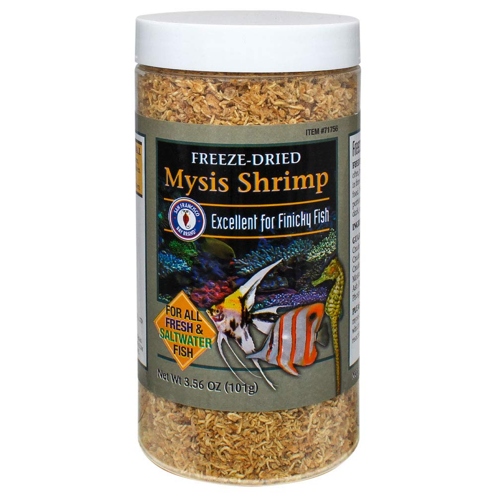 San Francisco Bay Brand Mysis seco en envase de 101 g para acuario, alto en proteína.