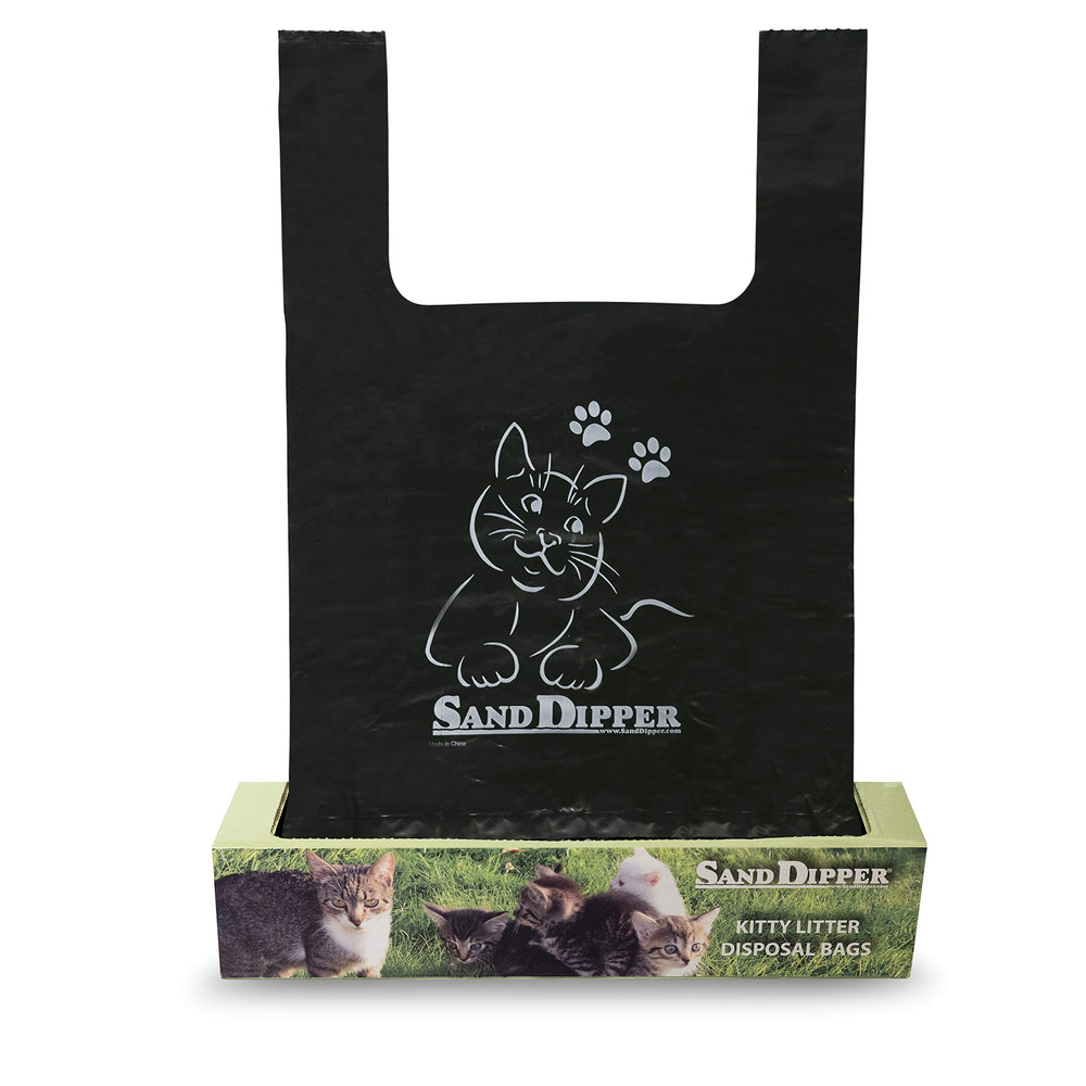 Sand Dipper bolsas para arena de gato con asas para cerrar.