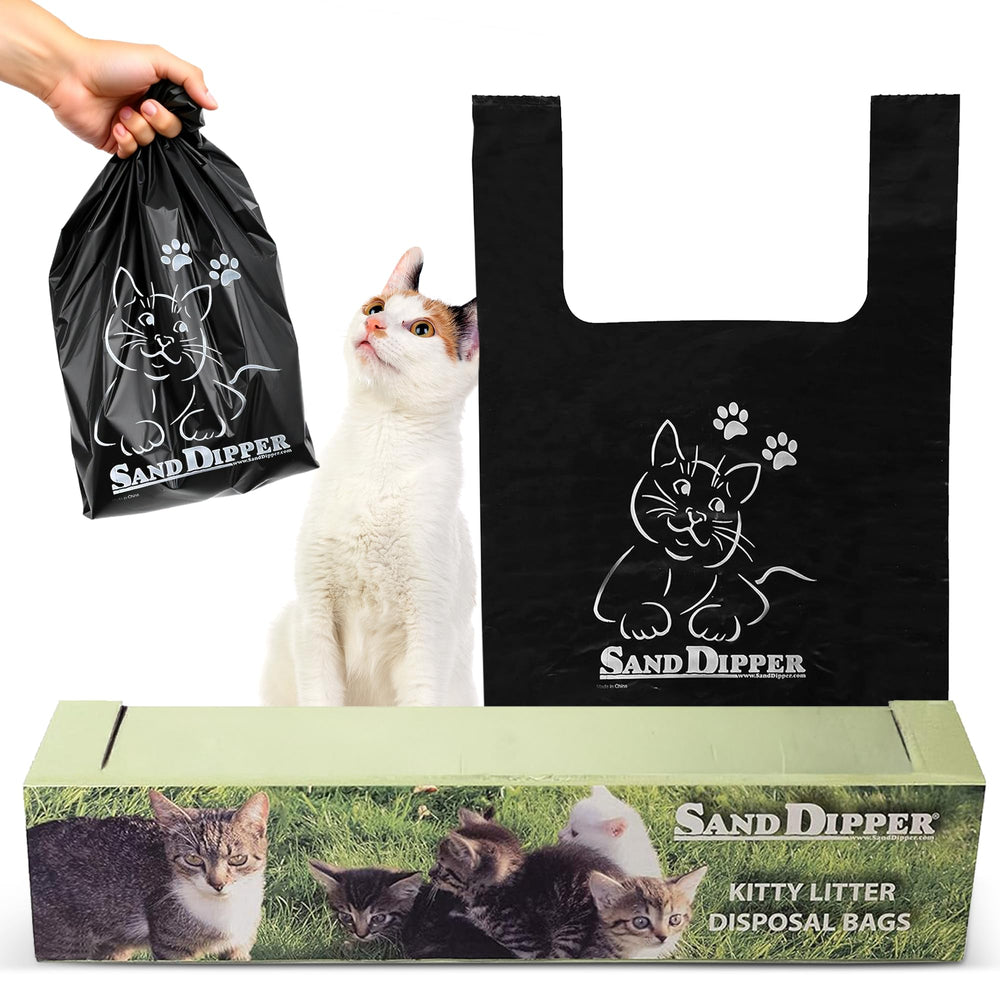 Sand Dipper bolsas para arena de gato en empaque práctico.