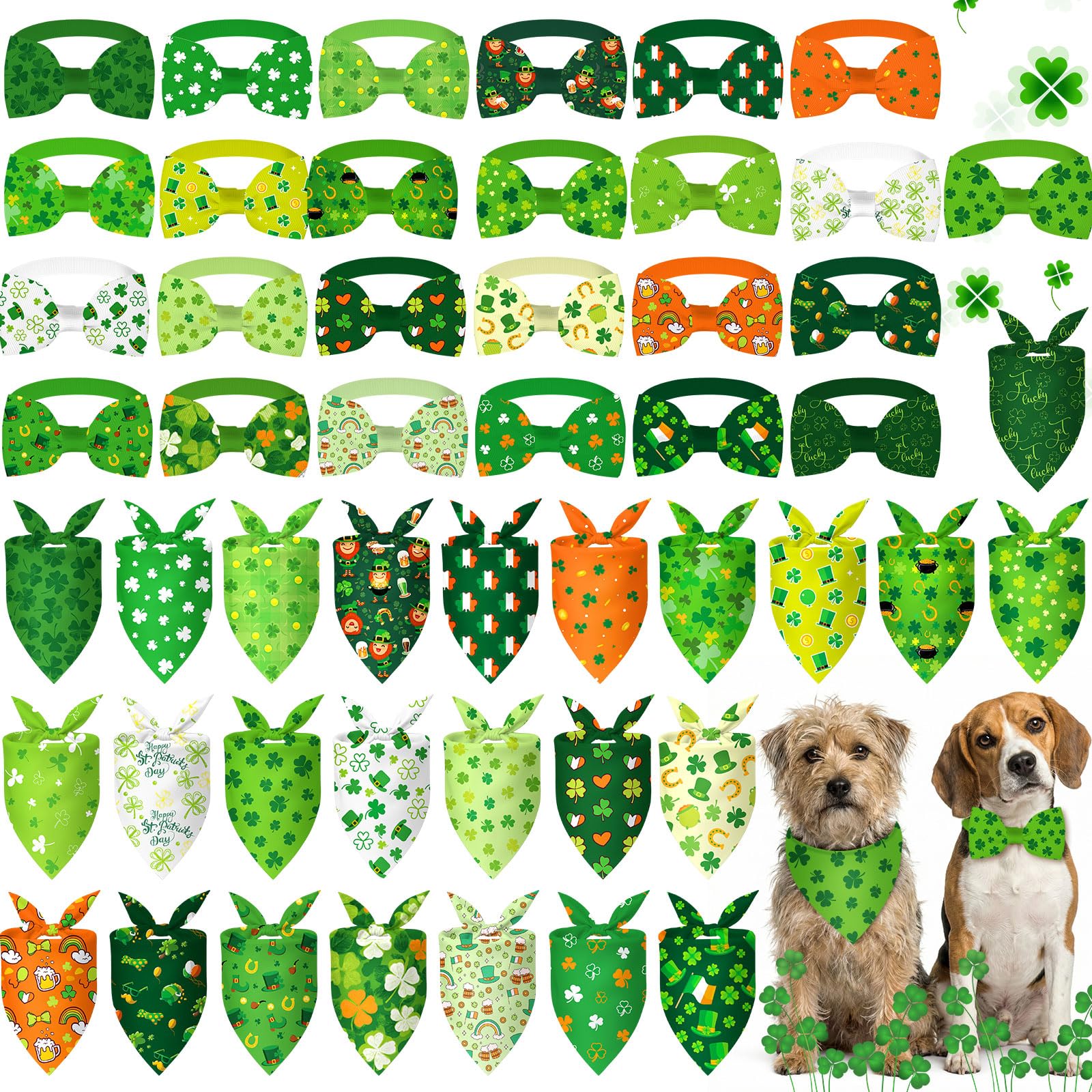 Sanwuta bandanas patricks con treboles, ideal para fiestas caninas.