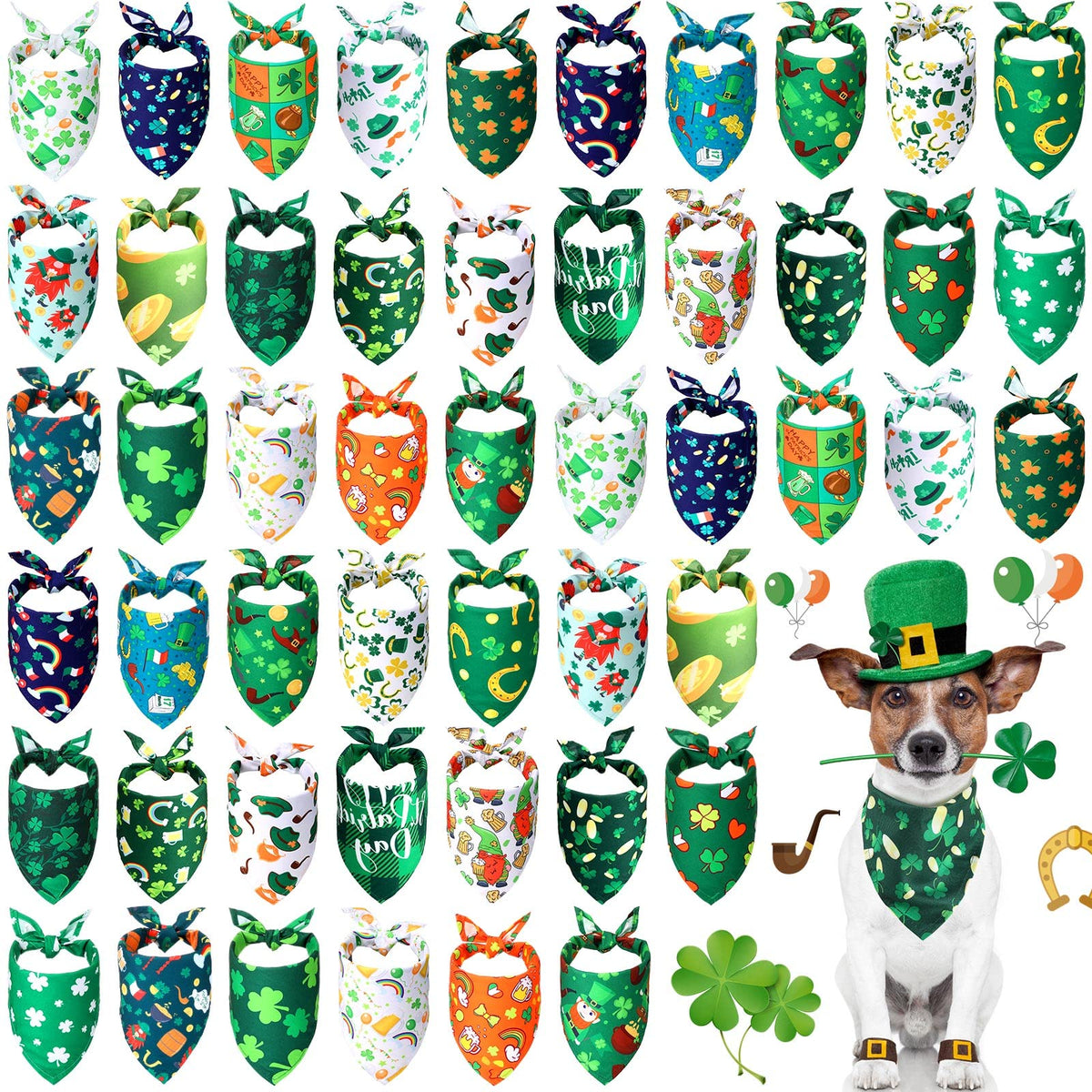 Bandana Sanwuta para perro con trebol, ideal para fiestas de San Patricio
