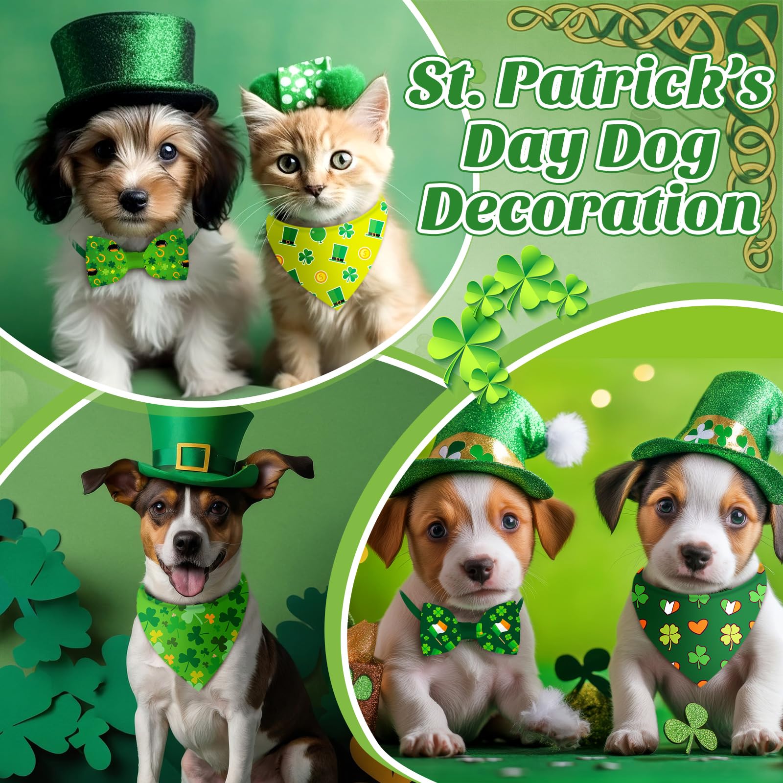 Sanwuta lazos collar patricks diseño irlandes, ajuste cómodo para perros.