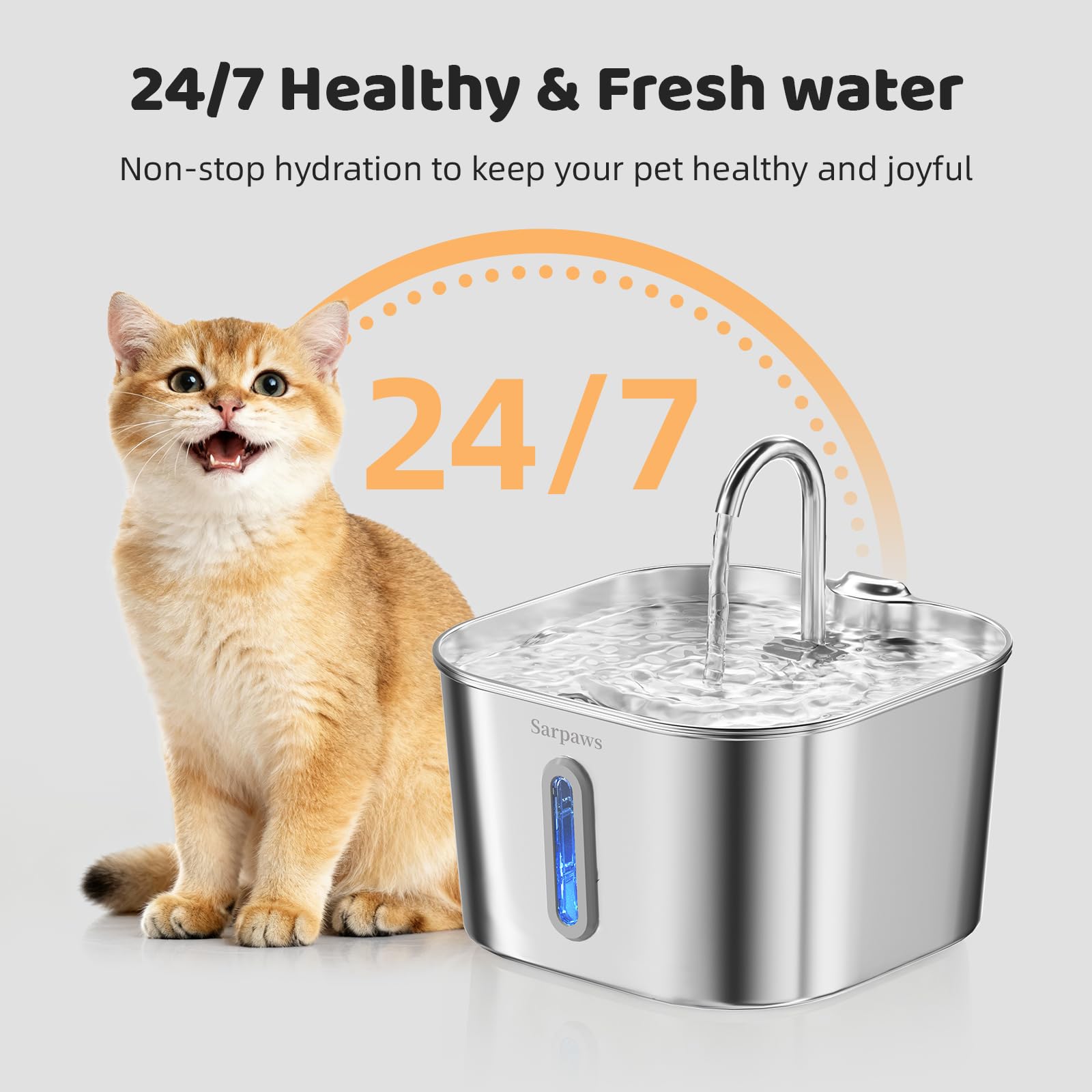 SARPAWS, circuito de agua continuo mantiene agua fresca para tu gato.