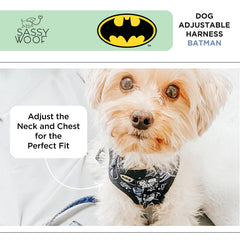 Arnés Sassy Woof Batman XL en neopreno impreso personalizado, duradero y estiloso