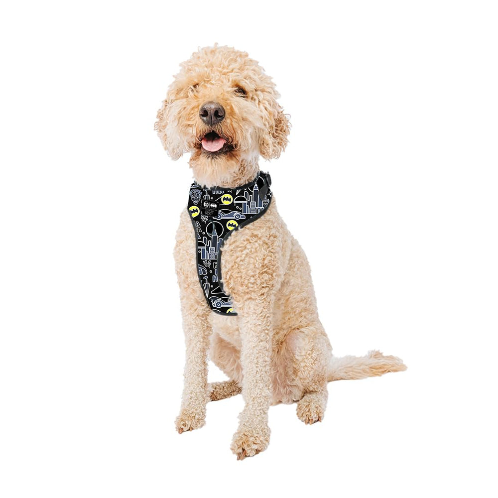 Sassy Woof arnés ajustable Batman L con malla transpirable para paseos cómodos