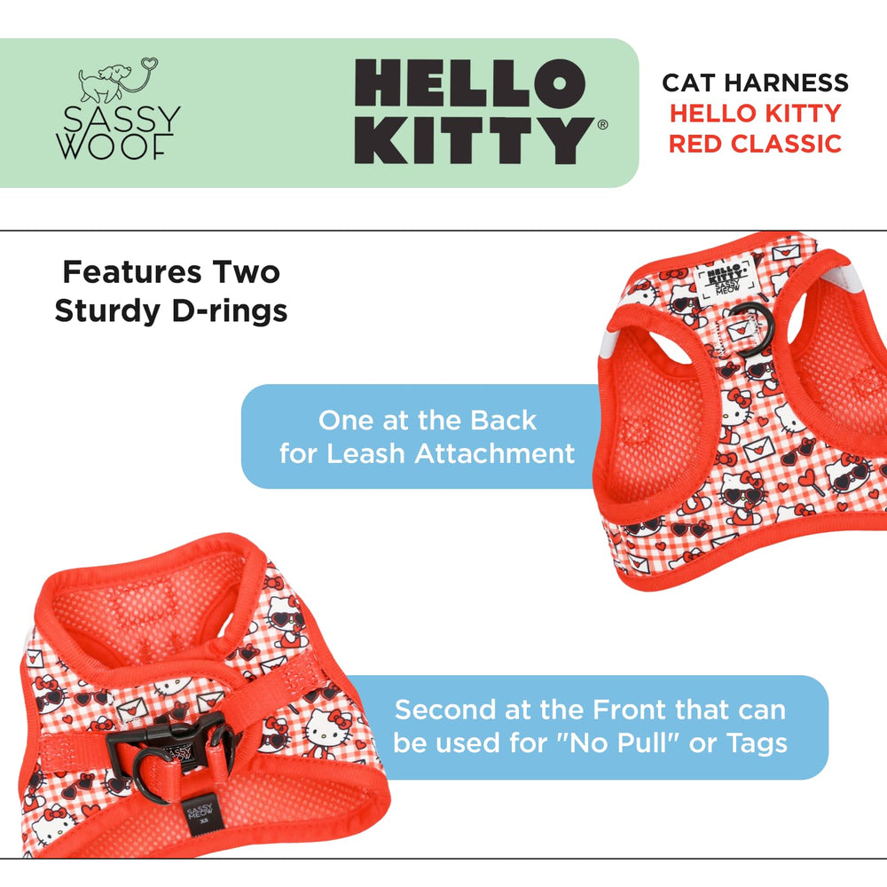 Arnés de Paso para Gato Sassy Woof Hello Kitty Rojo Clásico XS - Malla ...