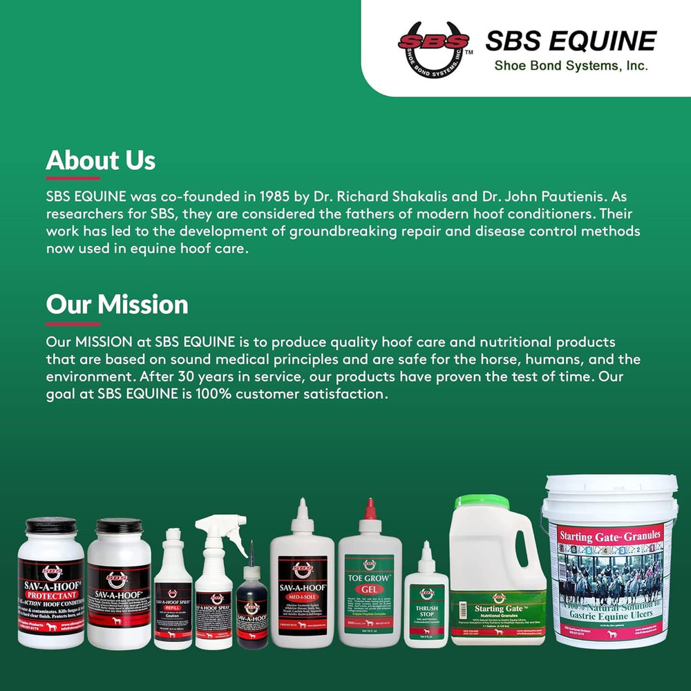 SAV-A-HOOF SBS Equine Spray bajo herraduras, uso entre tratamientos.