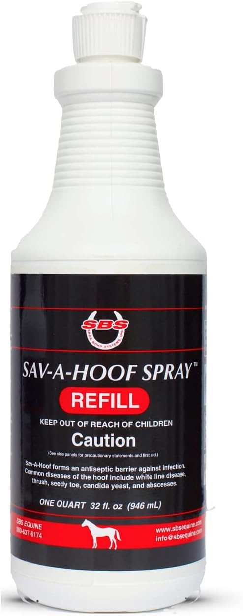 Spray SAV-A-HOOF para cascos, recarga de 32 oz, barrera antiseptica para caballos