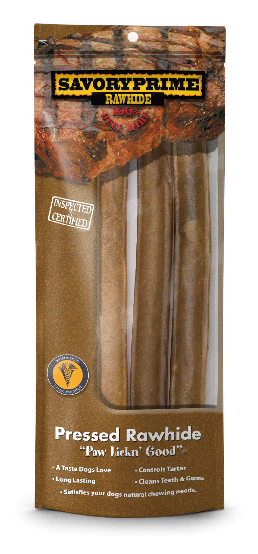 Savory Prime: tres rollos prensados de 10 pulgadas para premiar al perro.