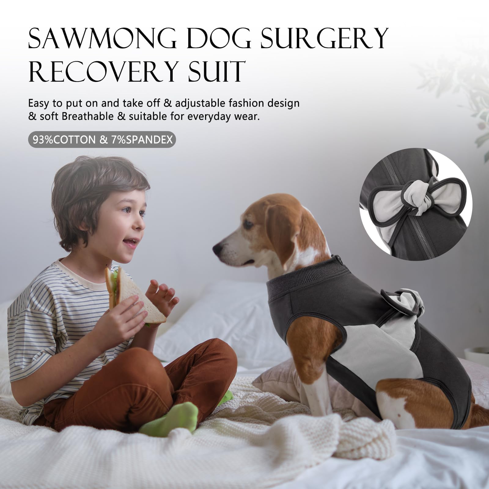 SAWMONG traje recuperación, correas ajustables, ajuste cómodo para diferentes cuerpos.