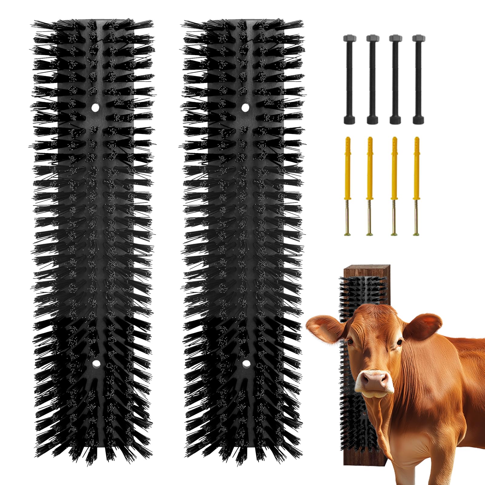 Sayutie cepillo ganadero con 8 tornillos y dos piezas para instalación estable