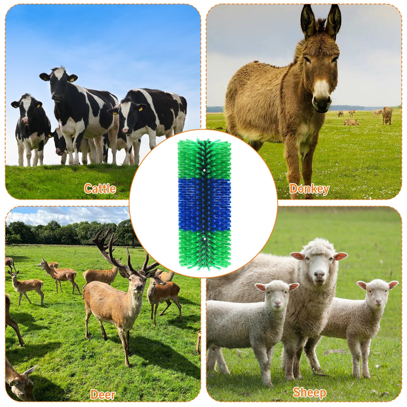 Sayutie cepillo rasca ganado para varios animales: apto para vacas, ovejas, caballos y más.