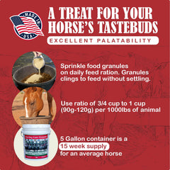 Salud digestiva mejorada con Starting Gate Granules para caballos.