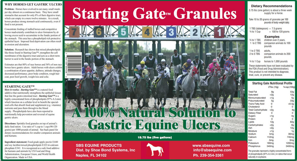 Textura y sabor atractivos de SBS Equine Starting Gate Granules.