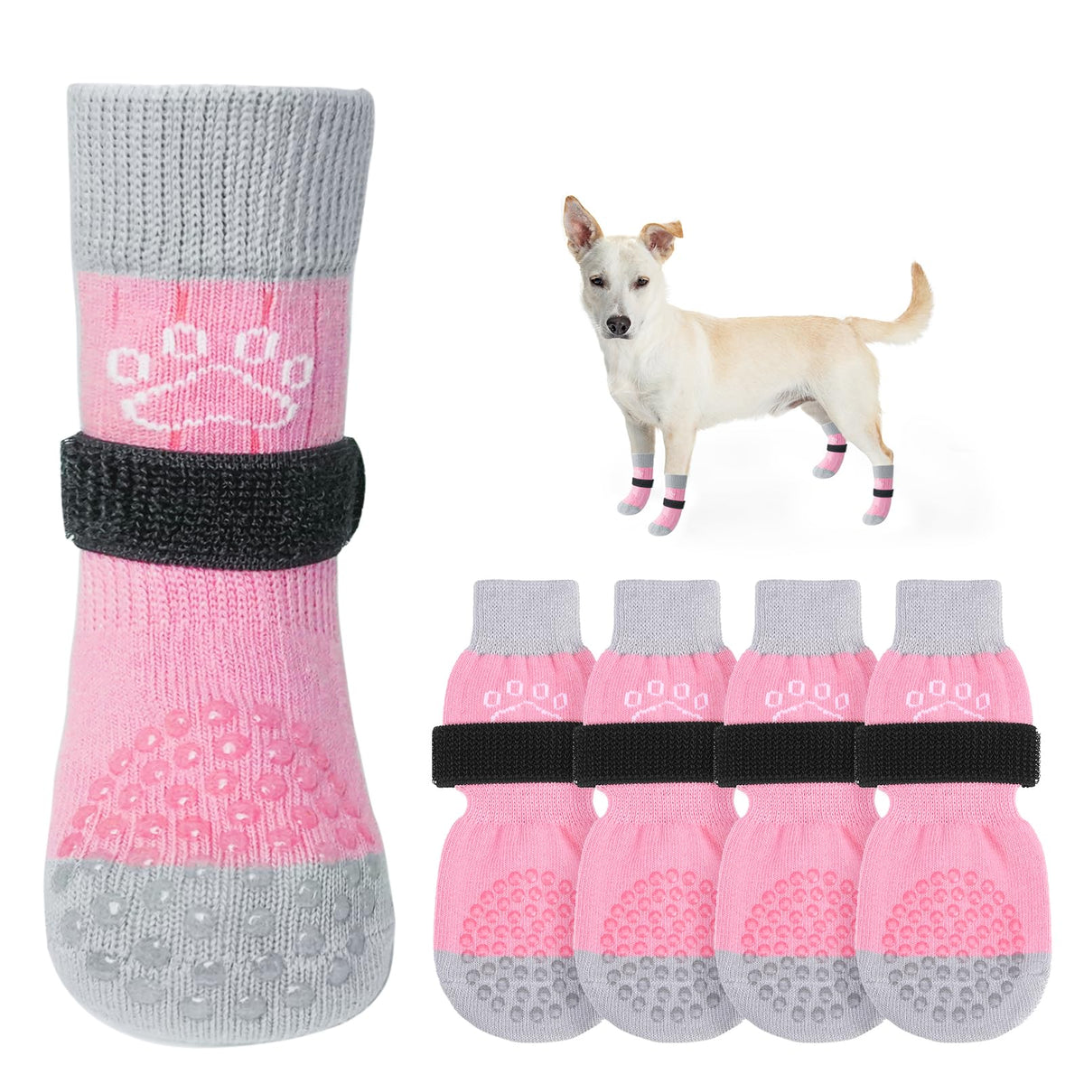 Calcetines SCENEREAL para perros con antideslizante doble mejoran la tracción al caminar