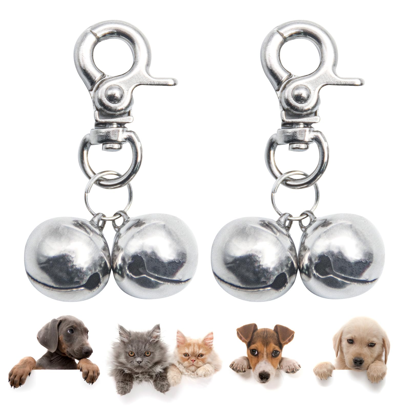 SCENEREAL campanas para collar de perro, conjunto de dos piezas con clips resistentes.
