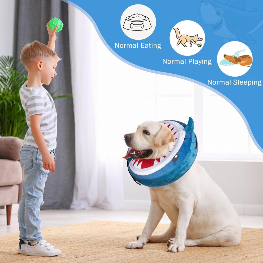 SCENEREAL donut collar inflable con tiburón, ideal para recuperación.