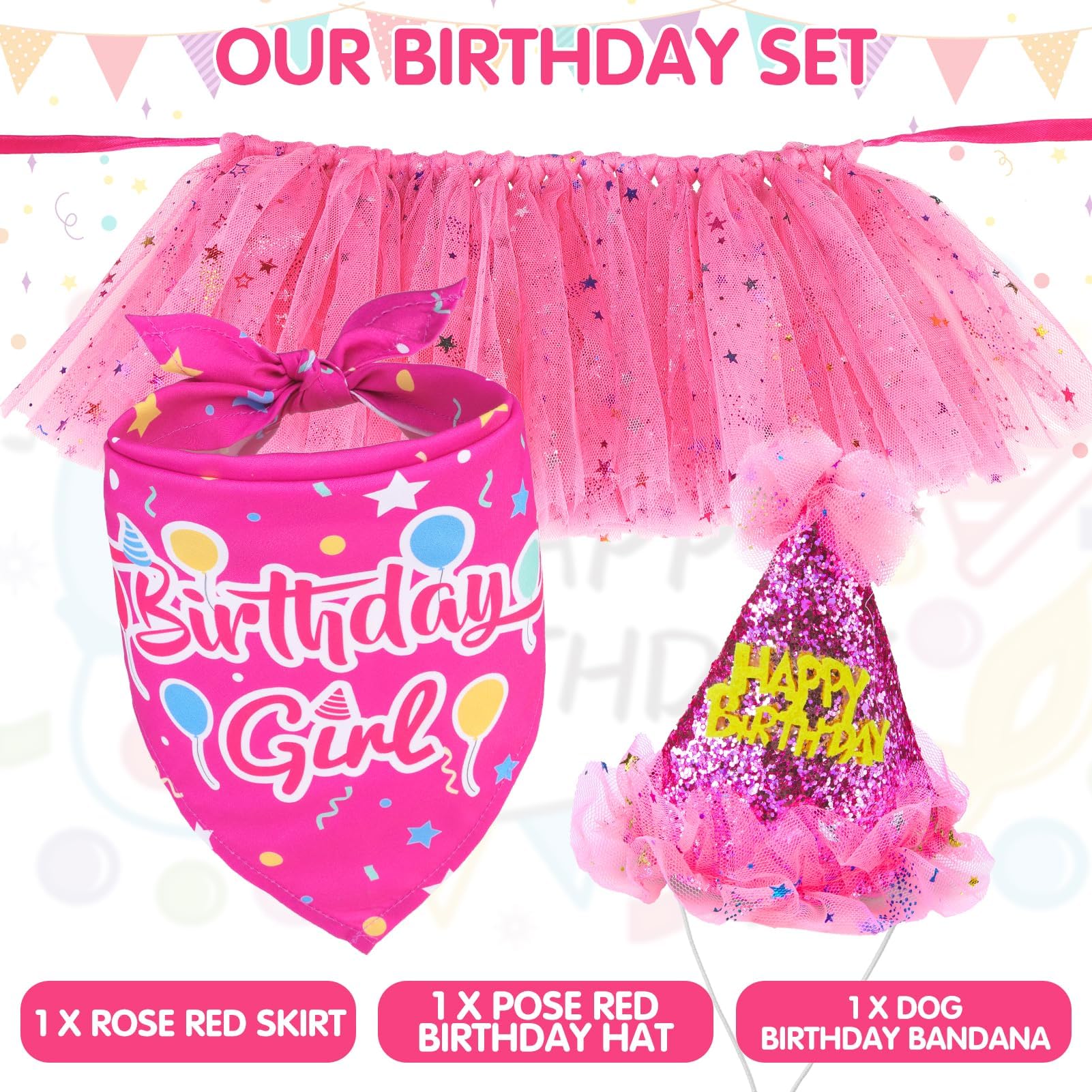 SCENEREAL falda tutu rosa para perros, enfoque falda, ajuste cómodo y fácil de poner.