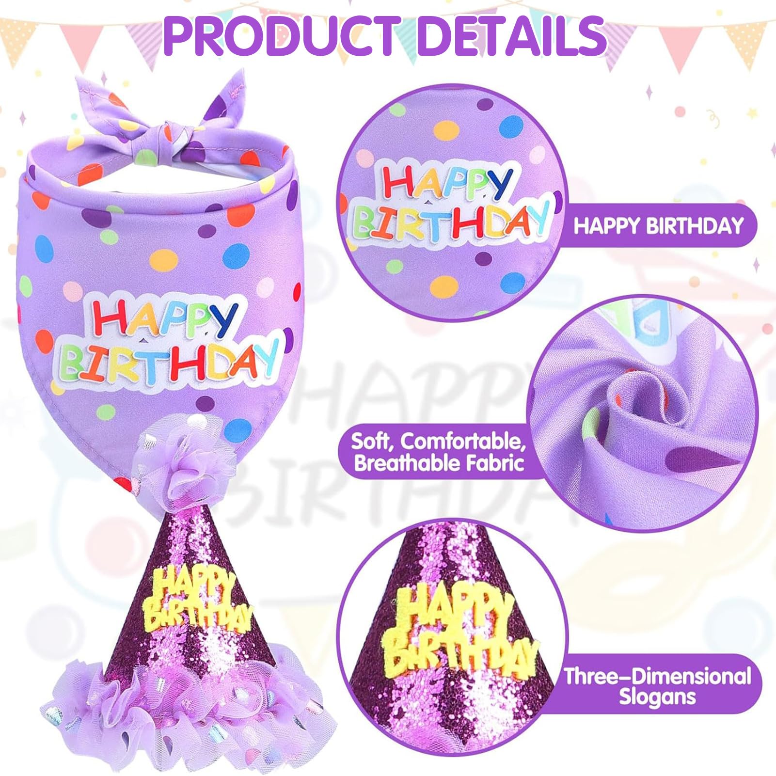 SCENEREAL set de cumpleaños para perro, enfoque: conjunto completo para la fiesta
