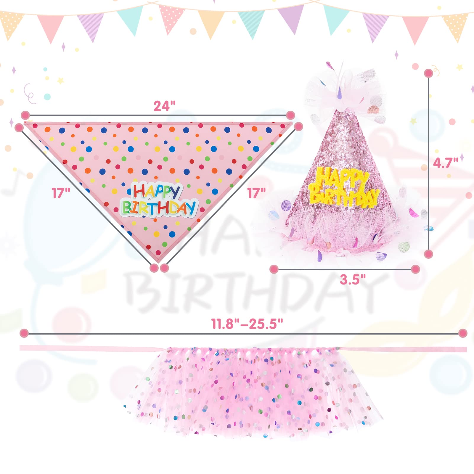 Sombrero de cumpleaños SCENEREAL para perro, ajuste seguro para fiestas.