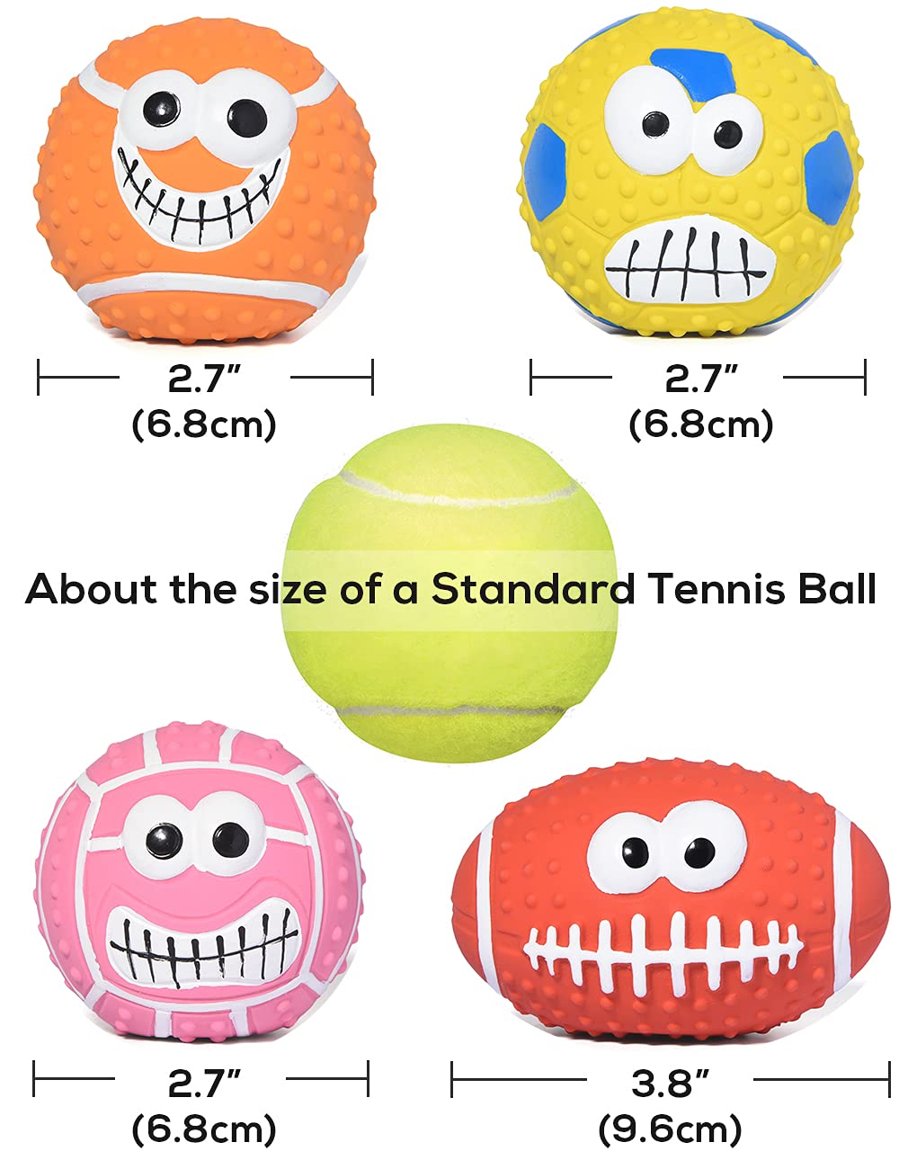 SCHITEC: pelota con protuberancias dentales para limpieza suave durante el juego.