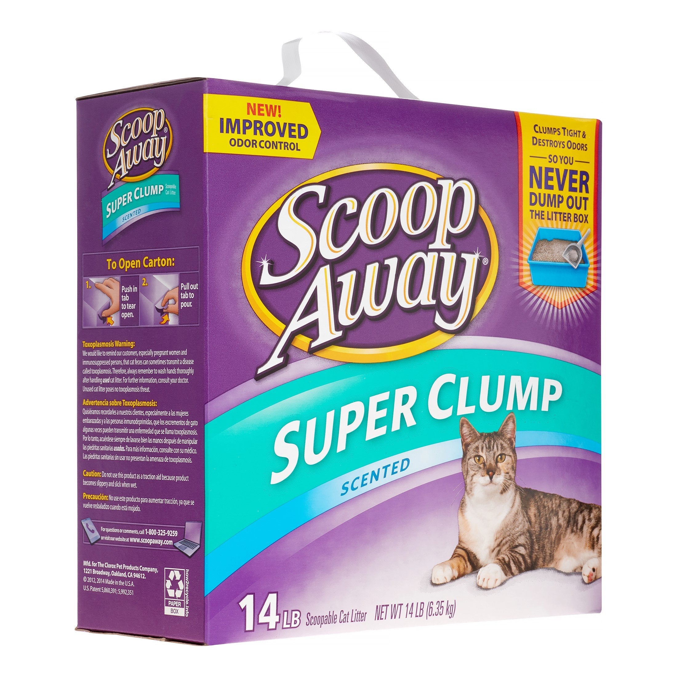 Scoop Away arena gatos, facilita relleno y control de olores