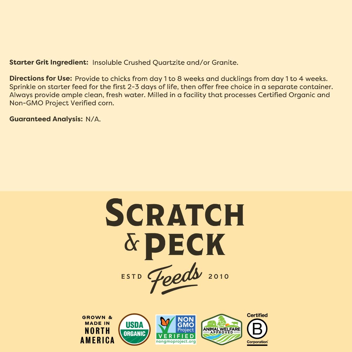 Scratch and Peck Feeds grit crianza sana, favorece la textura de la ración.