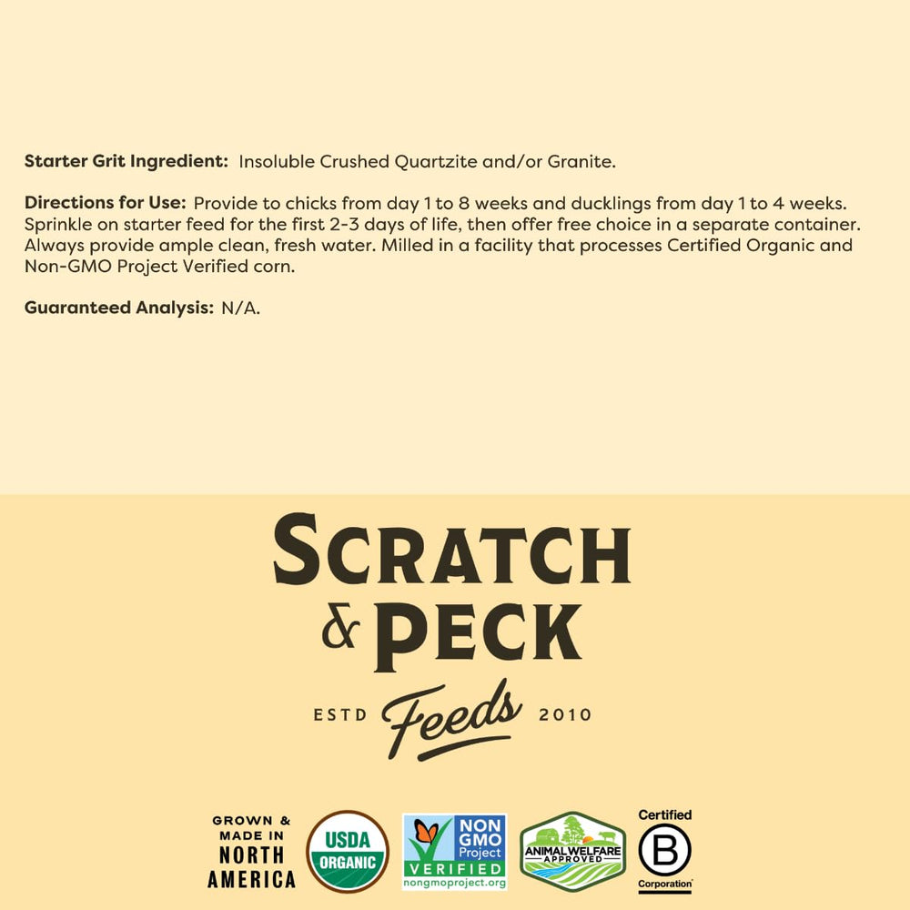 Scratch and Peck Feeds grit crianza sana, favorece la textura de la ración.