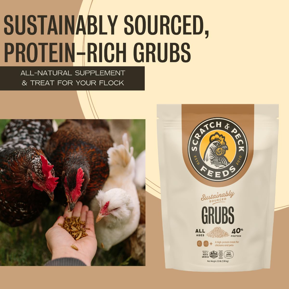 Scratch and Peck Grubs: larvas secas y nutritivas para aves de corral.
