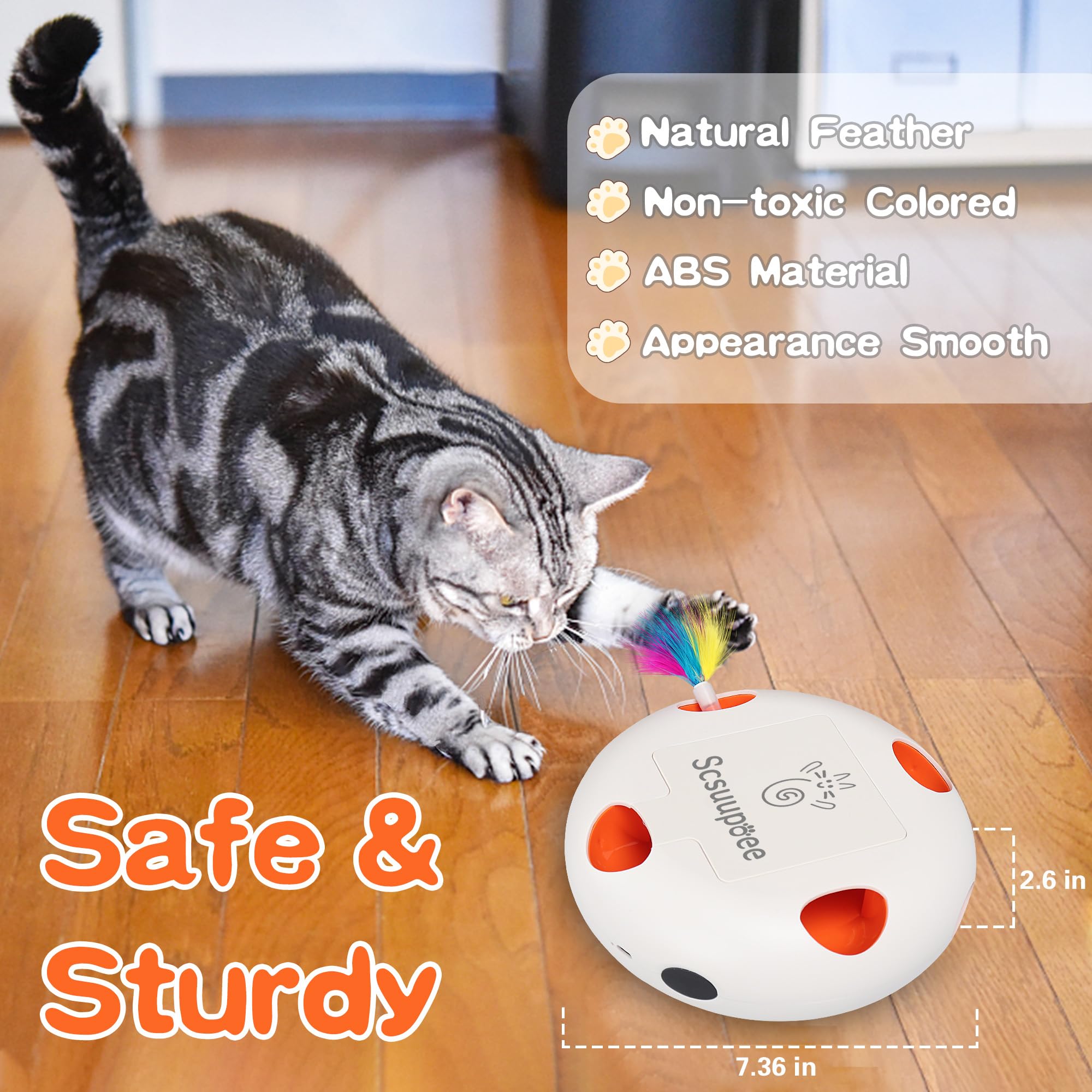 Scsuupoee Juguete Gato Interactivo Plumas, anima juego dinámico y exploración.