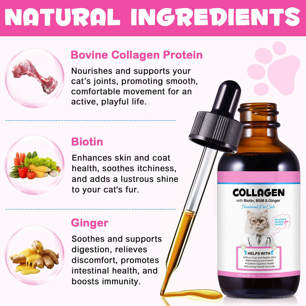 SDJUFEI Collágeno para gatos: pelaje más brillante y sano con biotina.