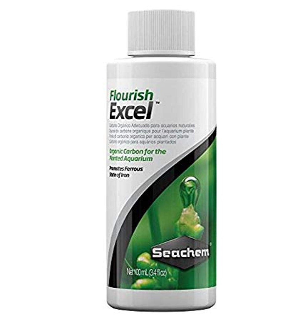 Seachem Flourish Excel: botella de 100 ml para carbono bio disponible en acuarios.