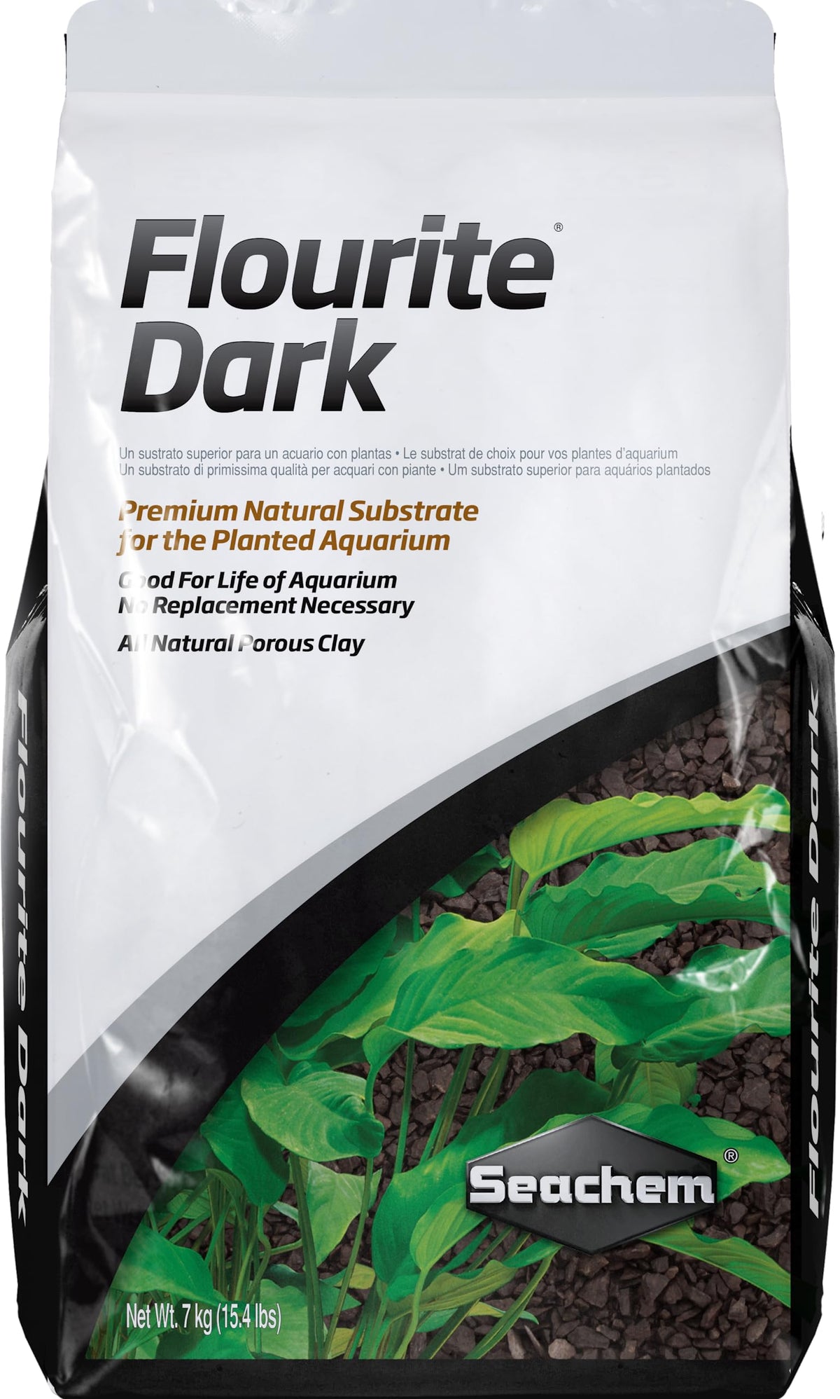 Seachem Flourite Dark, grava de sustrato para acuarios plantados, promueve un lecho estable.