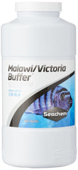 Seachem Malawi/Victoria Buffer frente al envase, regula dureza y pH para cíclidos.
