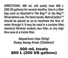 Seachem Matrix Carbon 500ml: flujo de agua óptimo para adsorción eficiente