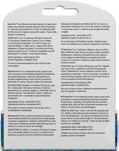 Envase de 5 g de Seachem Metronidazole, práctico y seguro.