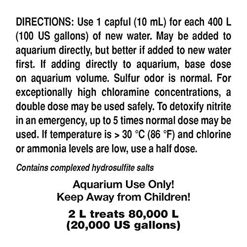 Seachem Prime, dosis de tapa, controla la cantidad para agua nueva sin cloro.