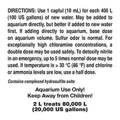 Seachem Prime, dosis de tapa, controla la cantidad para agua nueva sin cloro.