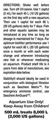 Seachem Stability mezcla bacterias beneficiosas para descomponer desechos.