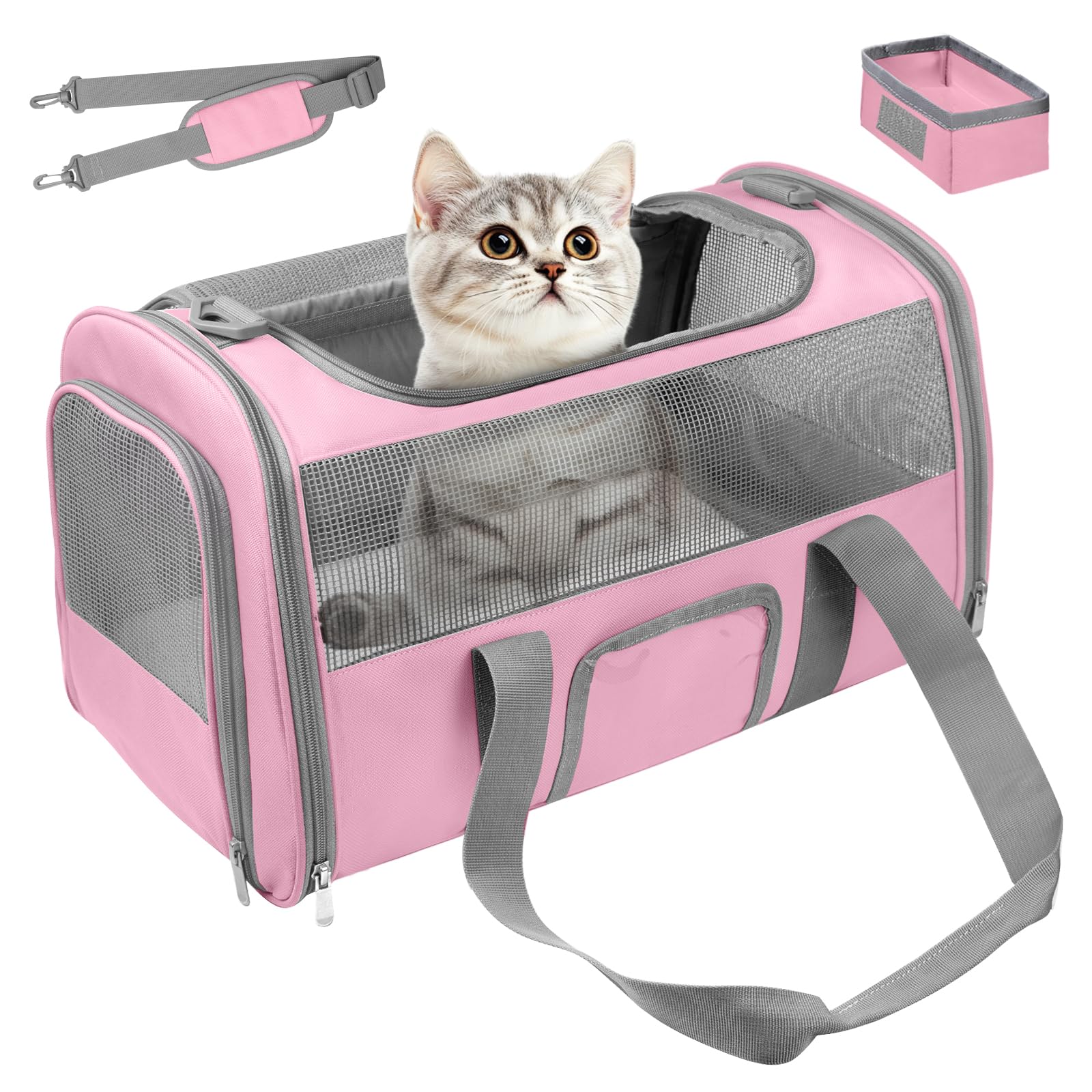 SECLATO transportín gato plegable para viajes cómodos bajo el asiento.
