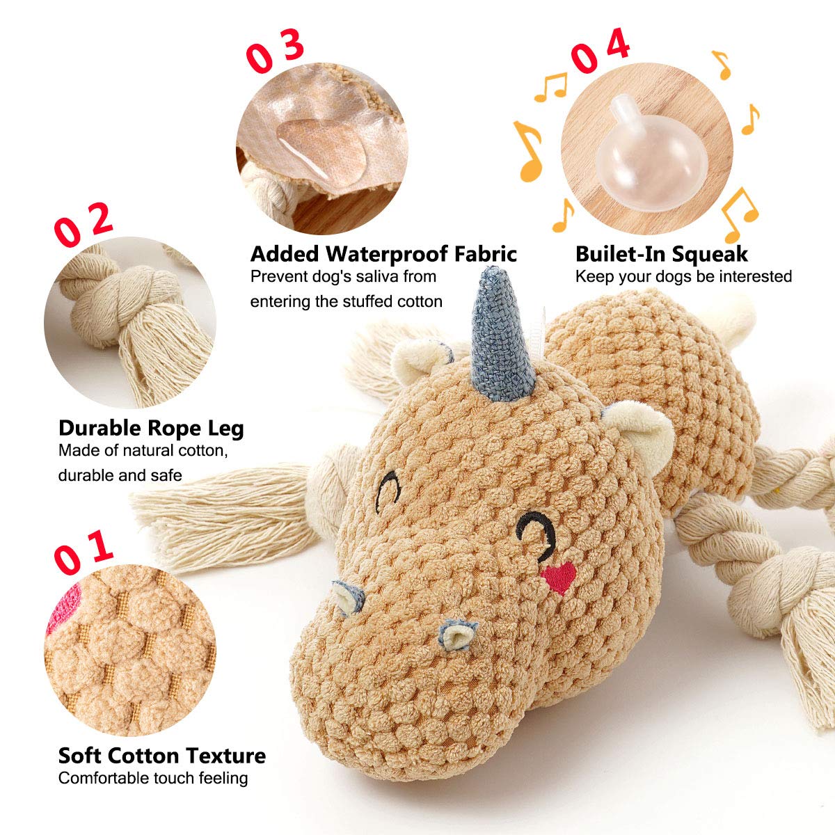 Sedioso juguete con ladrido, hipopótamo peluche para entrenamiento interactivo.