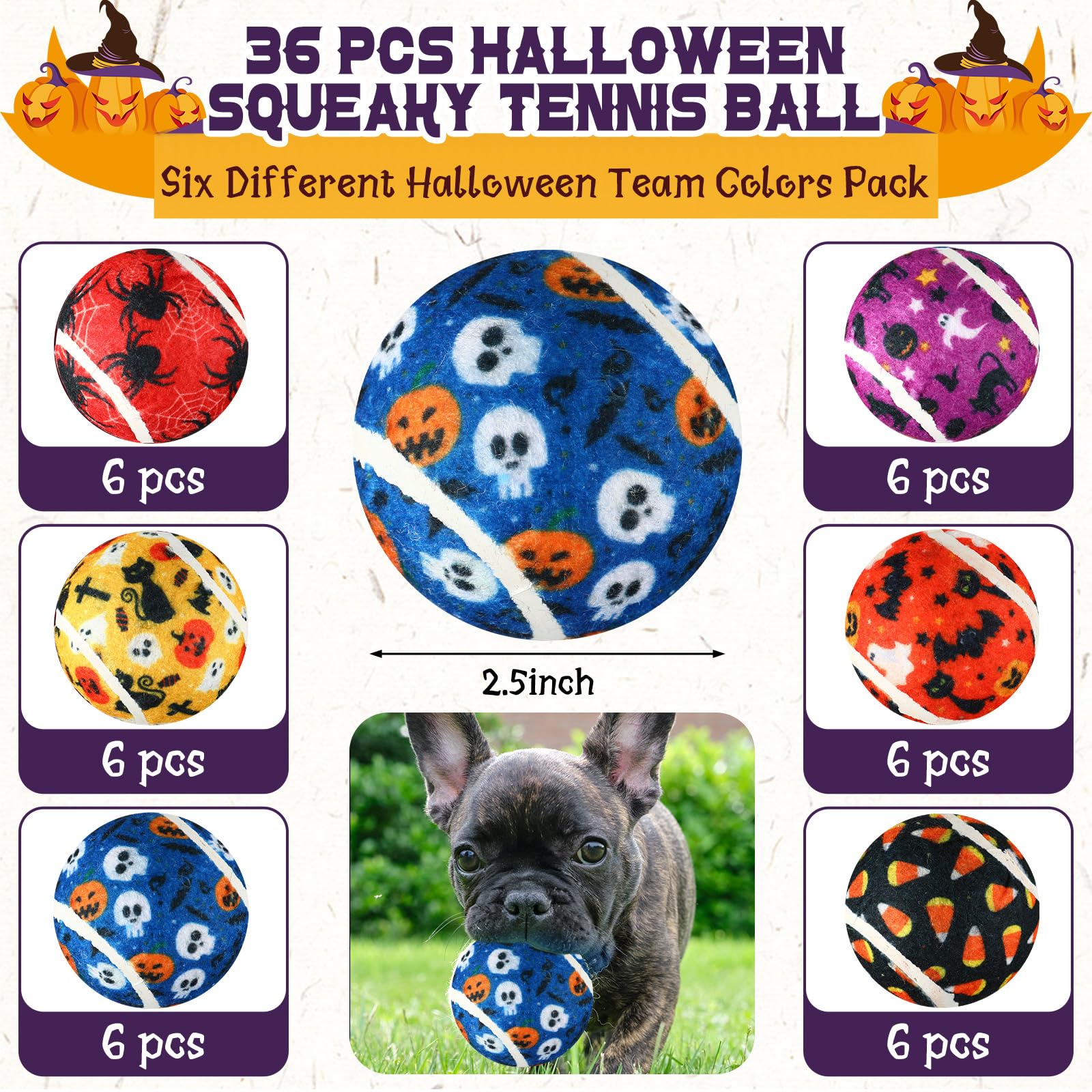 Seenelling bola tenis tamaño 2-5 pulgadas para perros, fácil de atrapar y morder.