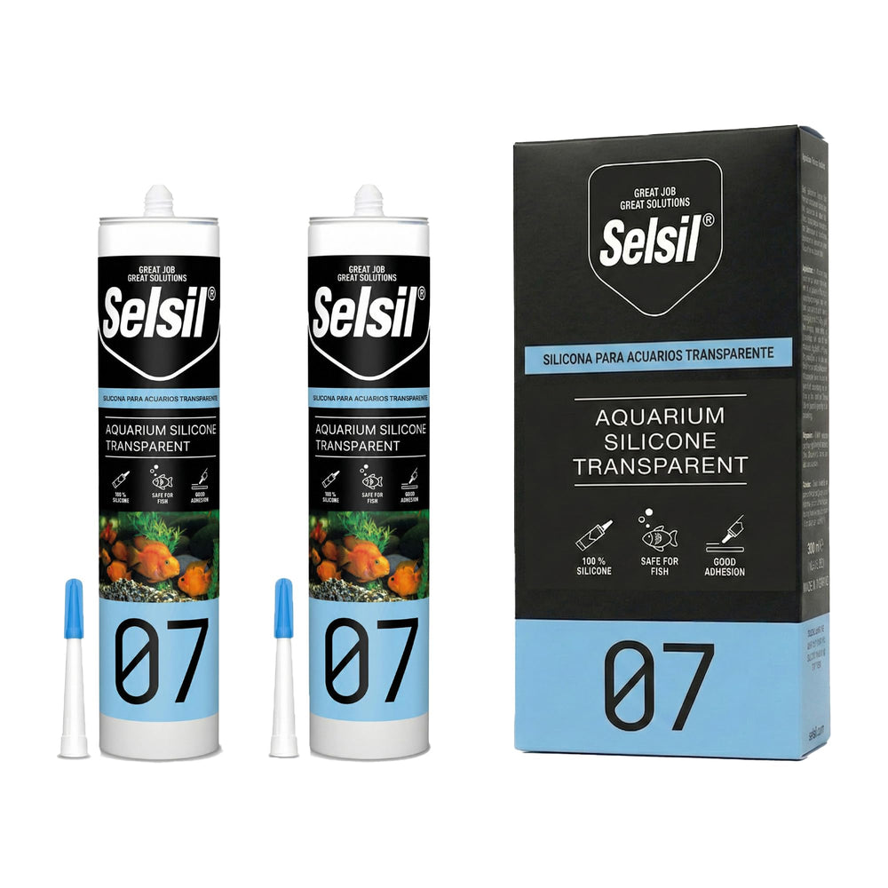 SELSIL acuario silicona transparente para juntas, dos envases, ideal para vidrio