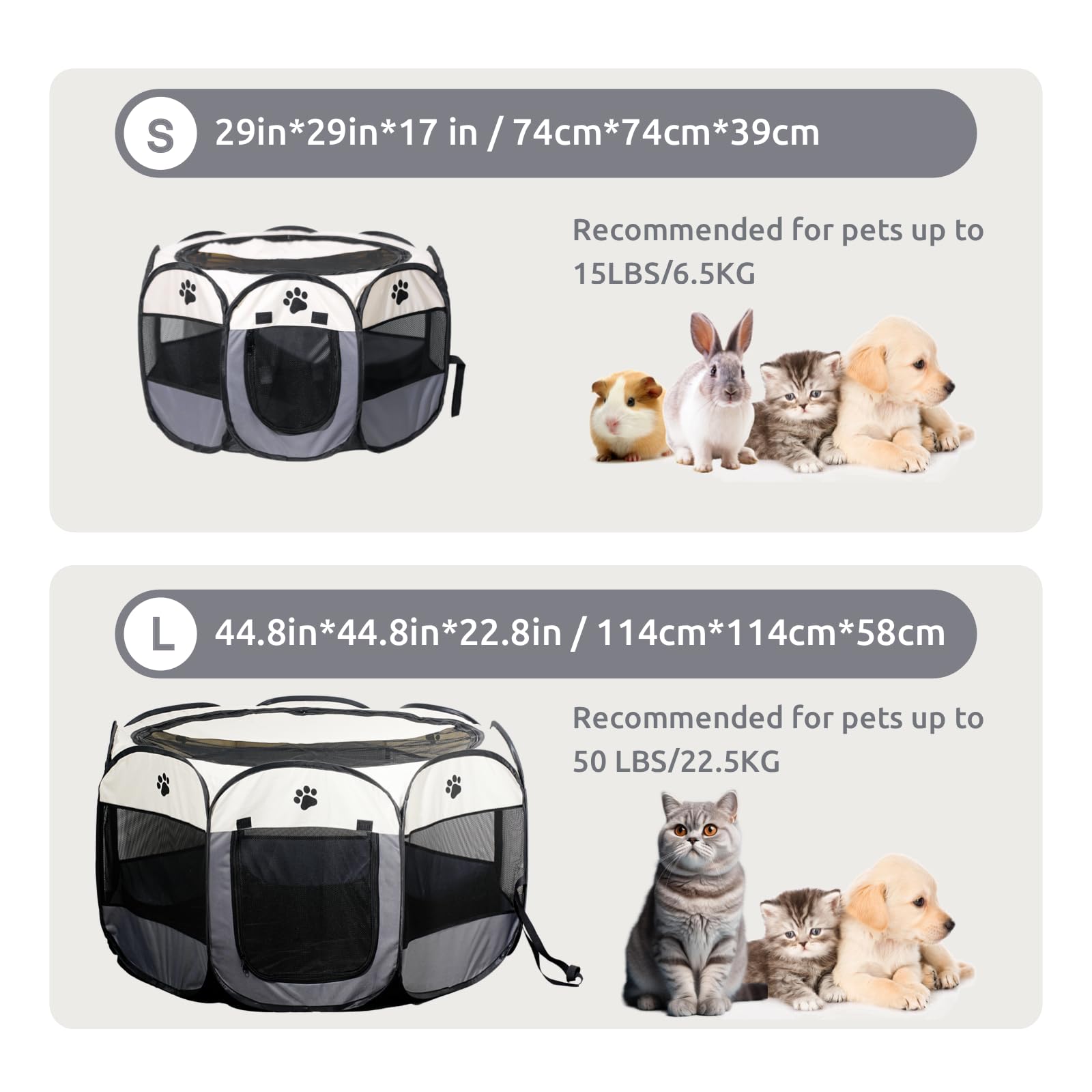 SENCONE corral de juego para uso interior y exterior, cómodo para gatos y perros pequeños.