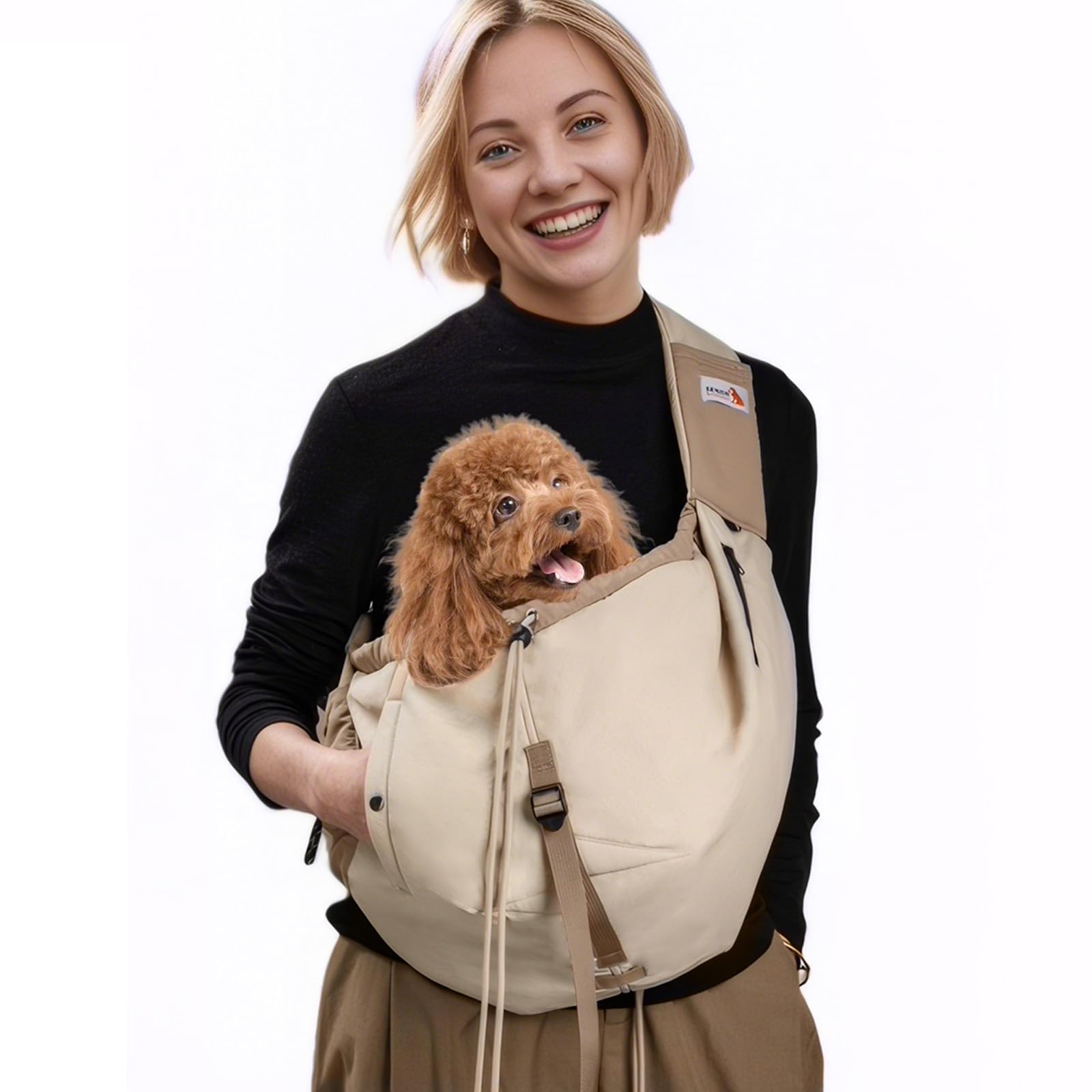 SENIOR BUDDAY Bandolera Portamascotas frontal, ideal para paseos con manos libres.