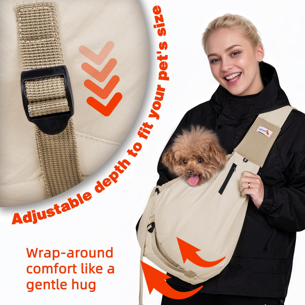 SENIOR BUDDAY Bandolera Portamascotas tejido transpirable para comfort de la mascota.
