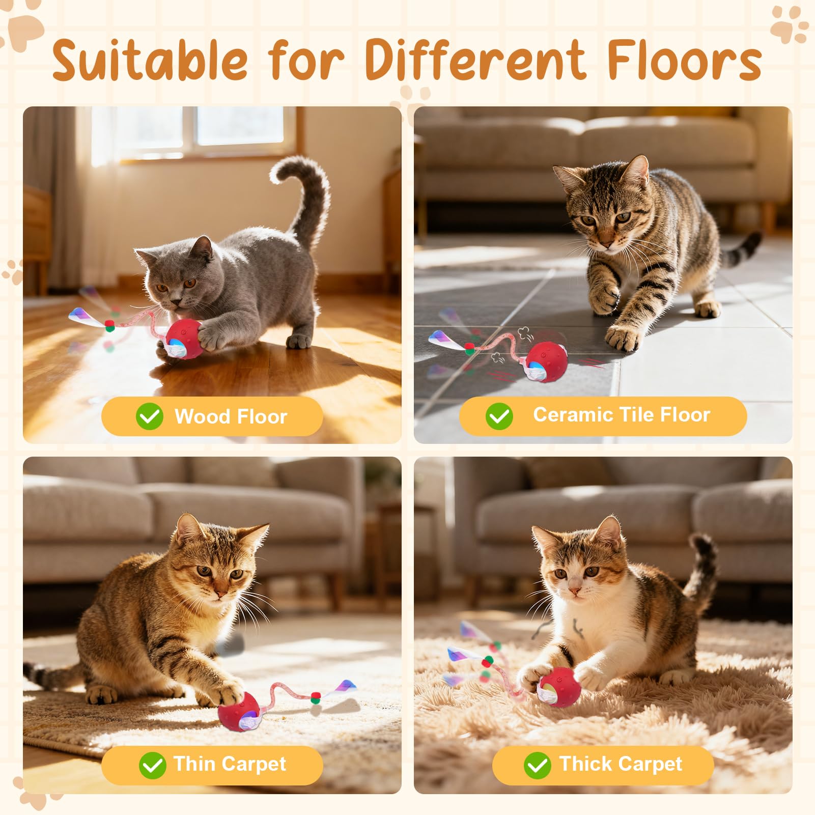 Sentoo Pelota Gato Interactiva diseño resistente para uso diario