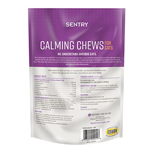 SENTRY Calming Chews cats crunchy exterior shown for a comforting texture.
