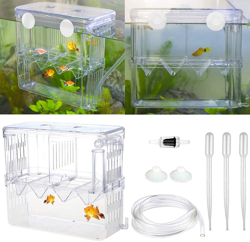 Senzeal caja de cría para acuario con aislamiento y ventosas para fijación estable.